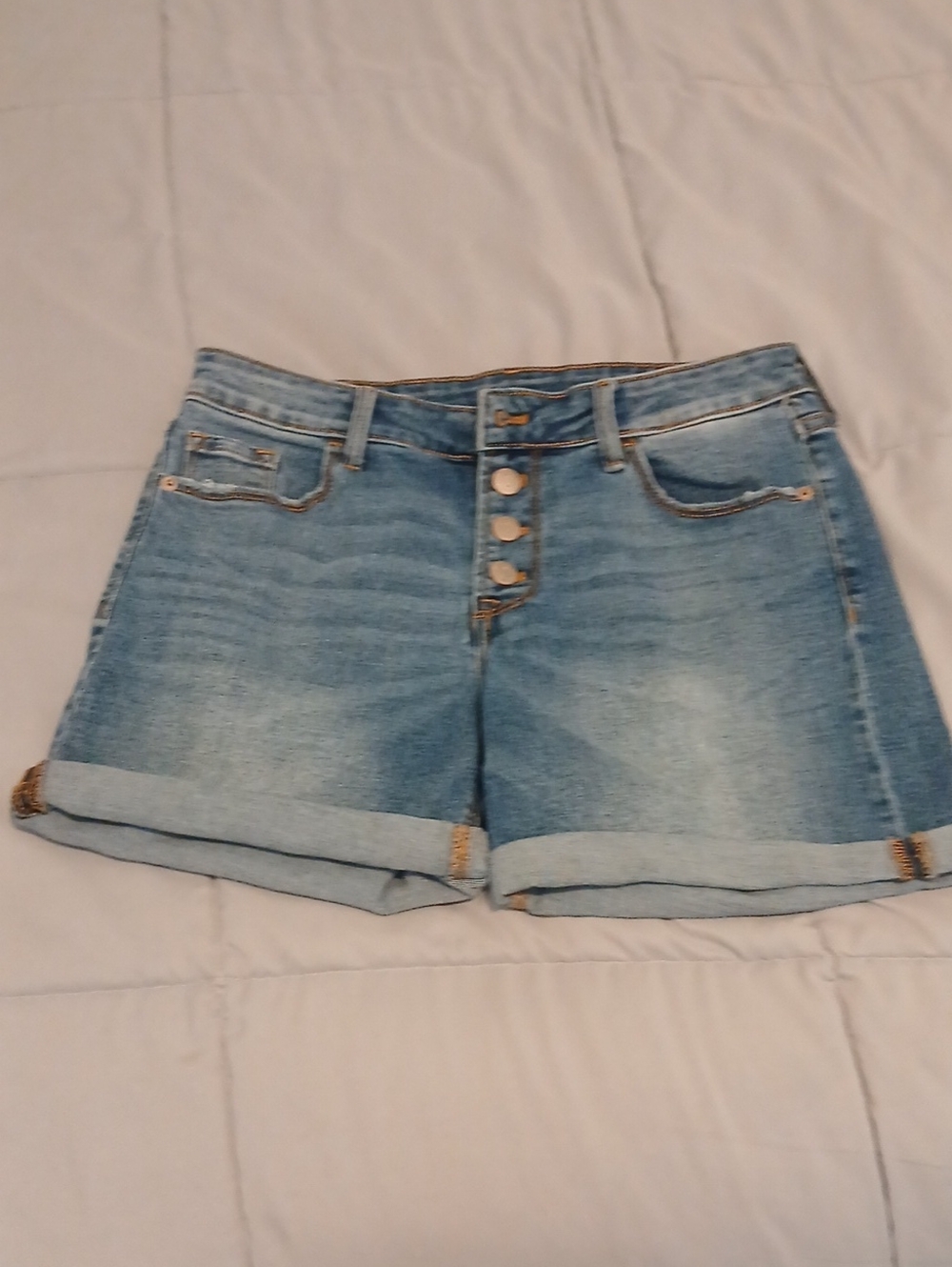 Old Navy Light Blue Button-Front Rolled Hem Denim Shorts